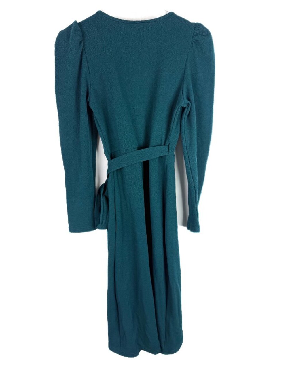 NWT Cupshe Belted Teal Puff Sleeve Wrap Dress Long Sleeves Green Size XS NEW - Picture 8 of 10